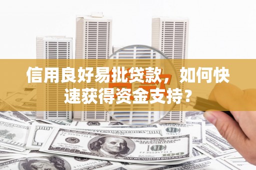 壮围信用良好易批贷款，如何快速获得资金支持？