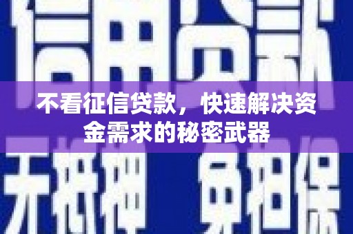 壮围不看征信贷款，快速解决资金需求的秘密武器