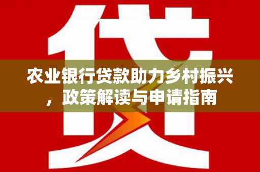 壮围农业银行贷款助力乡村振兴，政策解读与申请指南
